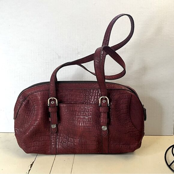 Rellic Croc Purse Burgundy Front and Back Straps With Buckles NWT - Picture 4 of 16